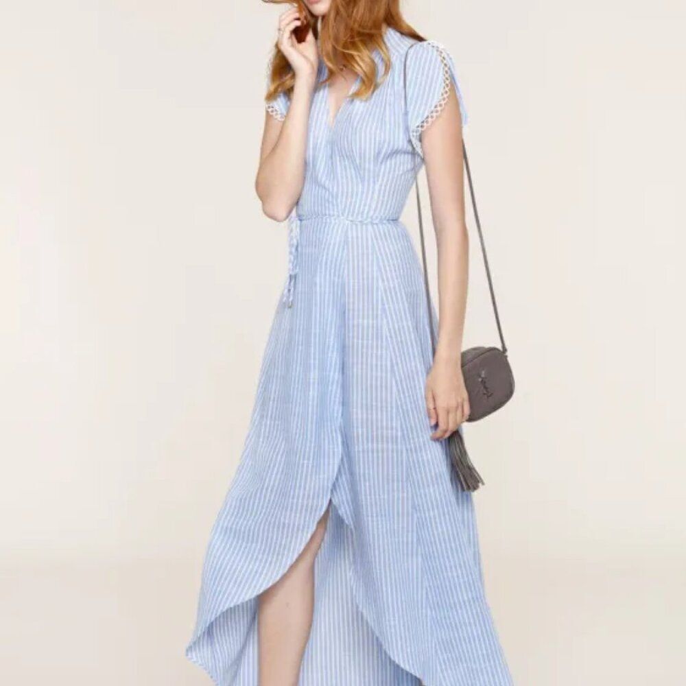 NWT Heartloom blue and white stripe wrap dress xs
